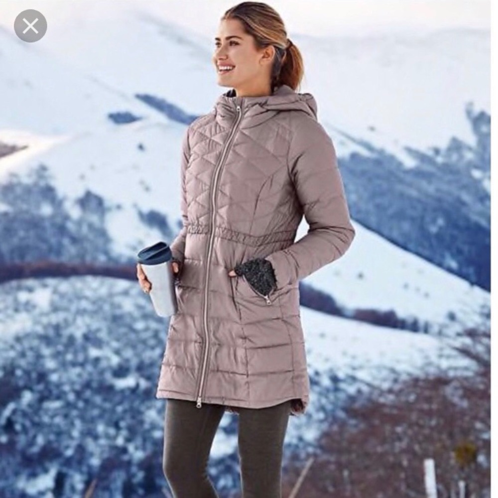 Athleta Chill Down Jacket, Foxtail Taupe Size XL